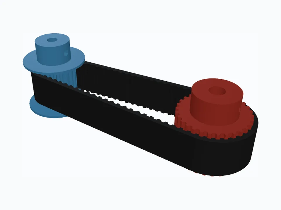 MXL 20T & 30T, Miniature with M2 Screws: the drive with its belt